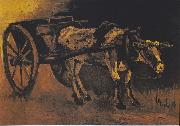 Vincent Van Gogh Cart with reddish-brown ox France oil painting artist